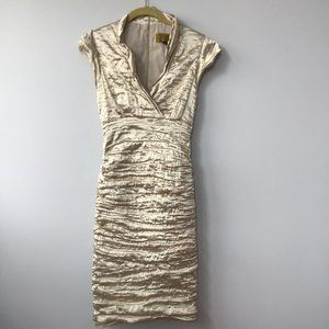 Nicole Miller Champagne Ruched Cocktail Dress